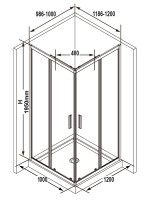 Душевой уголок Ravak Blix Slim BLSRV2K 120х100 см, профиль блестящий, стекло прозрачное Transparent