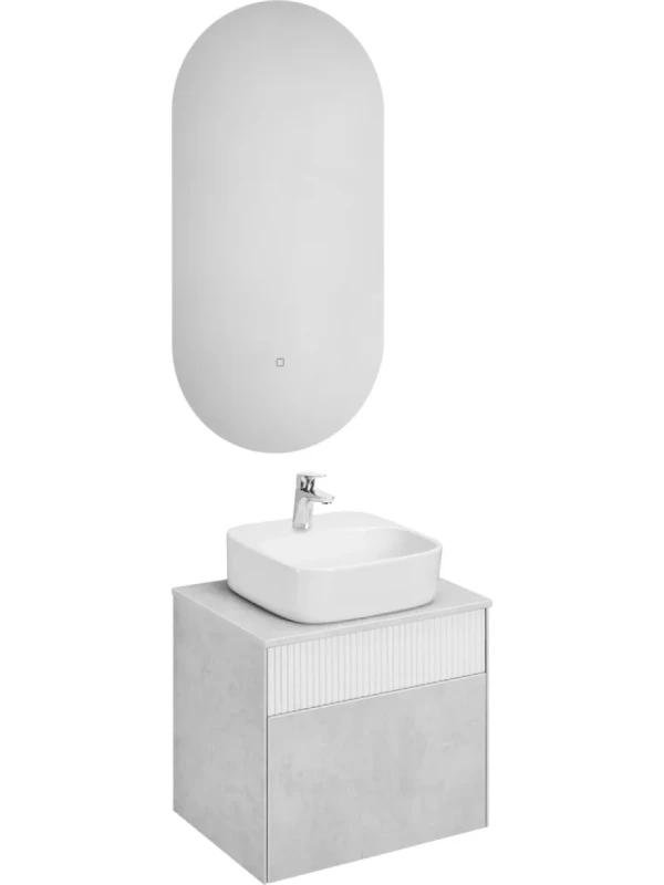 Мебель для ванной комнаты AQUATON Марбл 60 слэйт, белая матовая, раковина 1WH501709