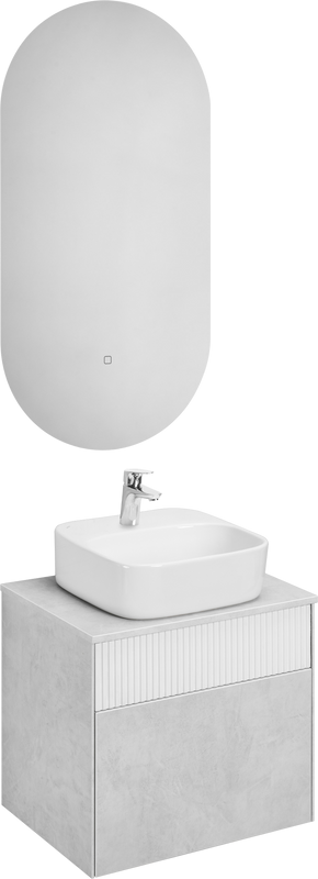 Мебель для ванной комнаты AQUATON Марбл 60 слэйт, белая матовая, раковина 1WH501709