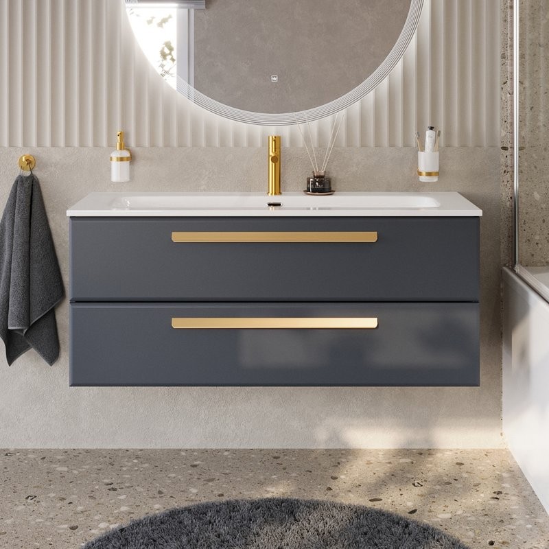 Тумба под раковину без столешницы Cezares Eco Cer-N 120 grafito, ручки сатиновое золото