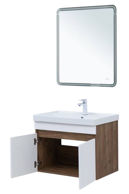 Мебель для ванной комнаты Aquanet Оптима 80 подвесная, дуб рустикальный, белый сатин