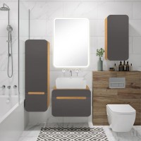 Тумба под раковину без столешницы Runo Ницца 60 дуб натуральный, графит