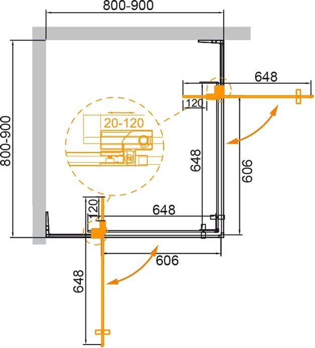 Душевой уголок Cezares Slider A 2 80/90 C Cr