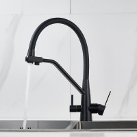 Смеситель для кухни Shevanik S968H с гибким изливом, черный
