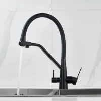 Смеситель для кухни Shevanik S968H с гибким изливом, черный