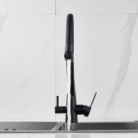 Смеситель для кухни Shevanik S968H с гибким изливом, черный
