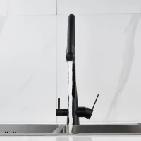 Смеситель для кухни Shevanik S968H с гибким изливом, черный