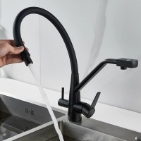 Смеситель для кухни Shevanik S968H с гибким изливом, черный