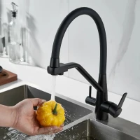 Смеситель для кухни Shevanik S968H с гибким изливом, черный