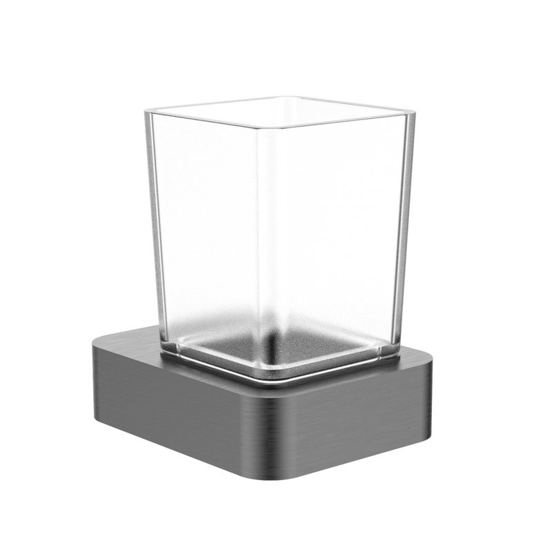 Стакан для ванной Wonzon & Woghand Lotte WW-8321-BGM настенный, вороненая сталь, стеклянный