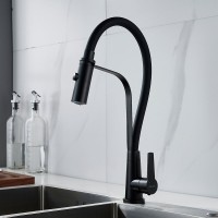 Смеситель для кухни Shevanik S943H-3 с гибким изливом, черный
