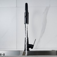 Смеситель для кухни Shevanik S943H-3 с гибким изливом, черный
