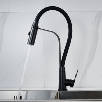 Смеситель для кухни Shevanik S943H-3 с гибким изливом, черный
