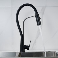 Смеситель для кухни Shevanik S943H-3 с гибким изливом, черный