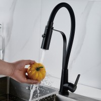 Смеситель для кухни Shevanik S943H-3 с гибким изливом, черный