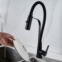 Смеситель для кухни Shevanik S943H-3 с гибким изливом, черный
