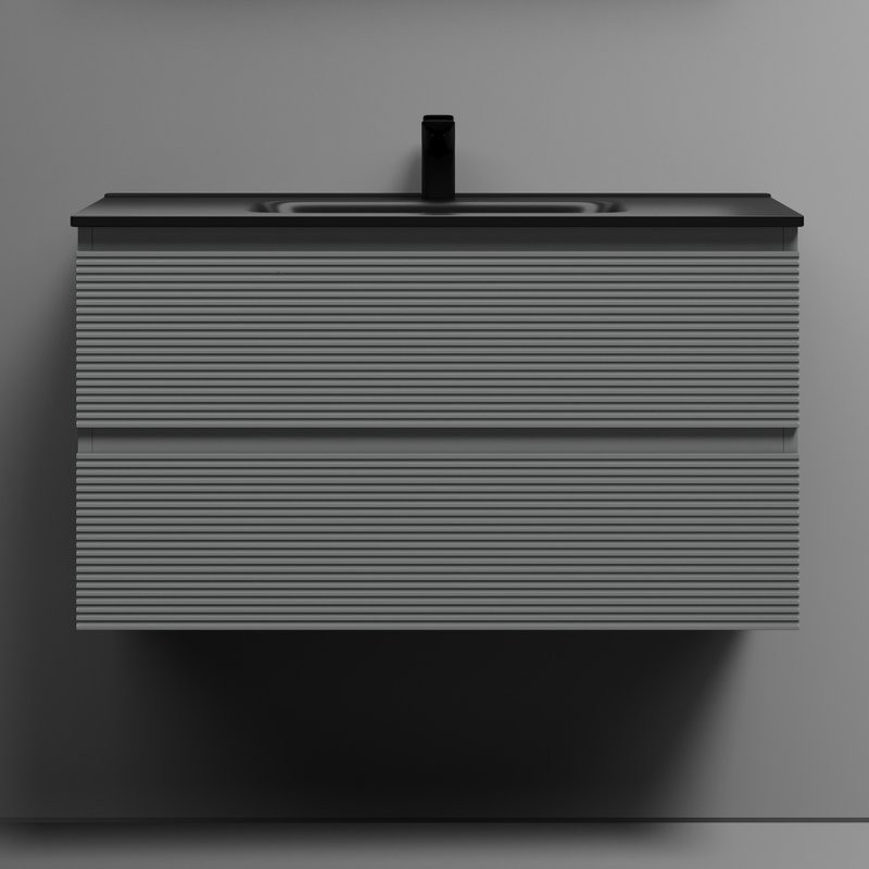 Тумба с раковиной Sancos Folk 90 ergraut soft, раковина CN7002MB