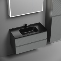 Тумба с раковиной Sancos Folk 90 ergraut soft, раковина CN7002MB