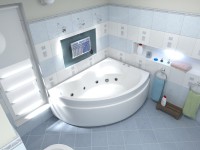 Акриловая ванна Bas Лагуна R 170x120 см, угловая, правая, пристенная, с гидромассажем, белая, асимметричная, с каркасом, с сиденьем