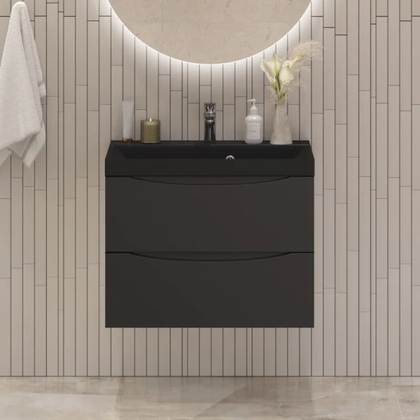 Тумба с раковиной BelBagno Marino 60 подвесная, nero lucido, черная раковина