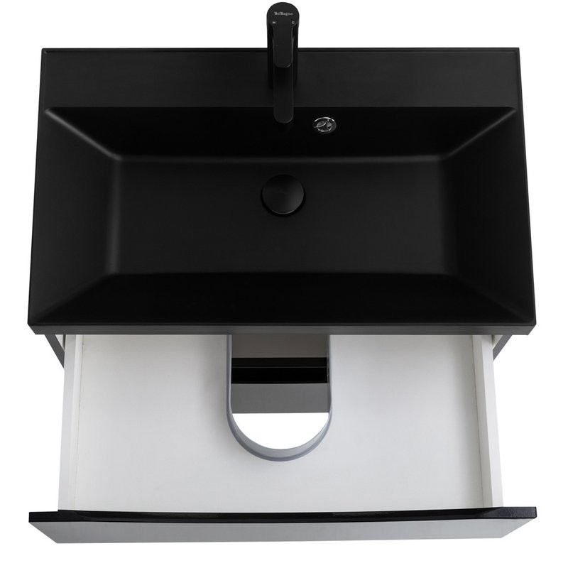 Тумба с раковиной BelBagno Marino 60 подвесная, nero lucido, черная раковина