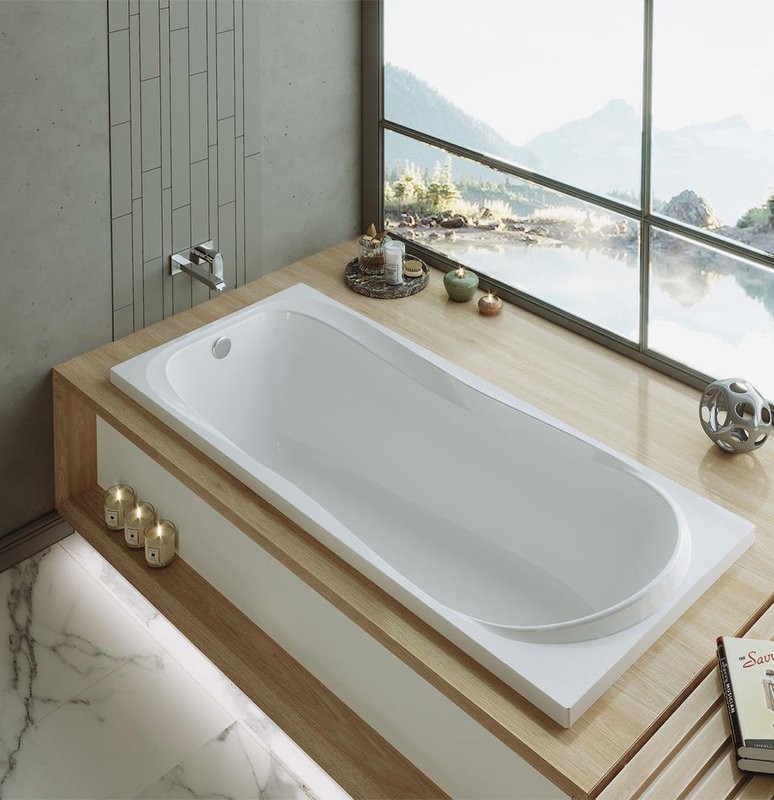 Акриловая ванна Alex Baitler Saima 160x70 см, встраиваемая, белая, с каркасом