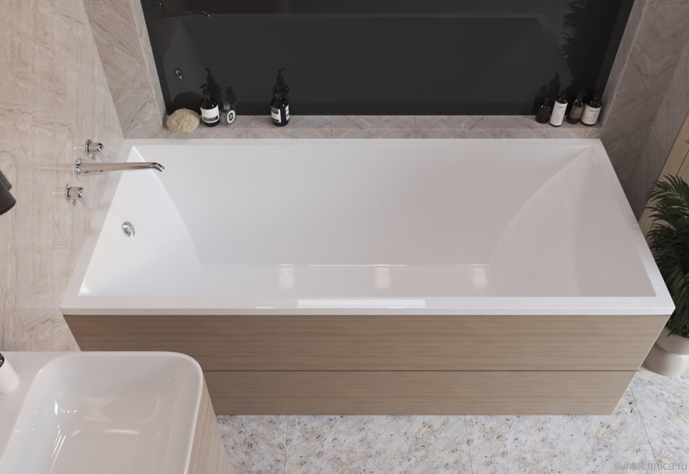 Ванна из искусственного камня Marmo Bagno Милано 170x75 см, встраиваемая, белая, на ножках