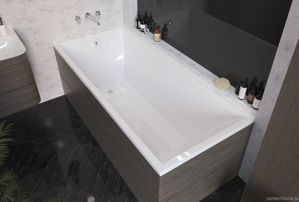 Ванна из искусственного камня Marmo Bagno Милано 170x75 см, встраиваемая, белая, на ножках
