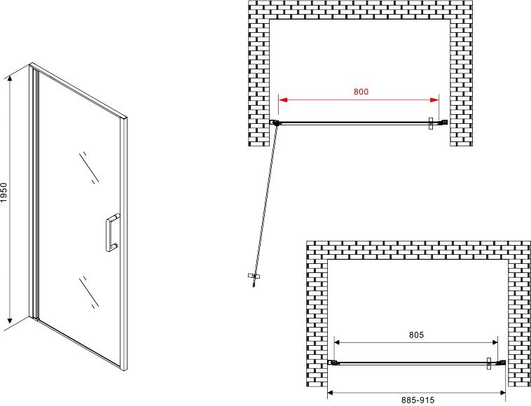 Душевая дверь в нишу Abber Sonnenstrand AG04090M 90 см, профиль хром, стекло матовое
