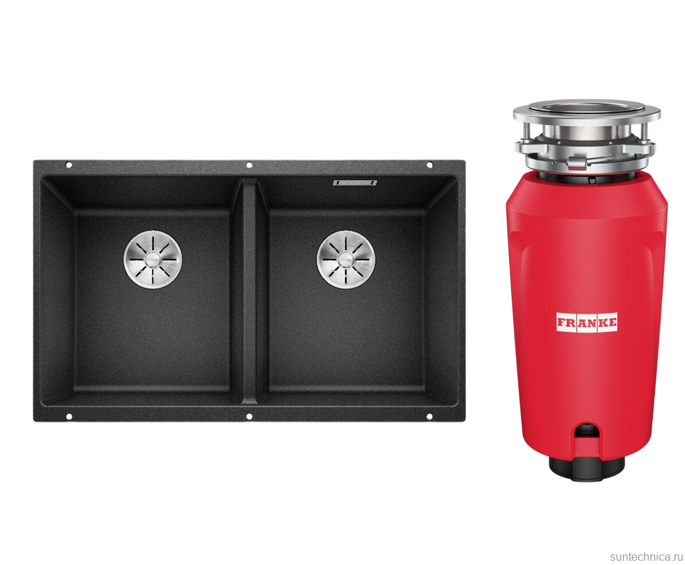 Комплект Мойка Blanco Subline 350/350-U антрацит + Измельчитель Franke