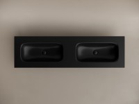 Мебельная раковина Ceramicanova Grace прямоугольная 161см с двумя чашами без отверстий под смеситель черный матовый CN7023MBwx