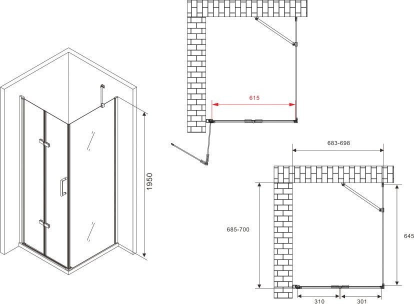 Душевой уголок Abber Zart AG08070P-S71 70х70, профиль хром, стекло прозрачное
