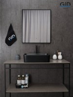 Накладная раковина GID Geometrico Bm9103 48 матовая черная, прямоугольная, фаянс