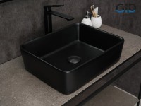 Накладная раковина GID Geometrico Bm9103 48 матовая черная, прямоугольная, фаянс