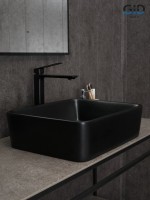 Накладная раковина GID Geometrico Bm9103 48 матовая черная, прямоугольная, фаянс