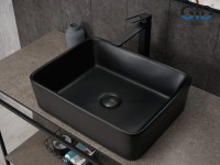 Накладная раковина GID Geometrico Bm9103 48 матовая черная, прямоугольная, фаянс