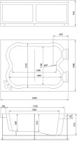 Акриловая ванна Royal Bath Hardon RB083100K 200x150 см, пристенная, белая, с каркасом, для двоих