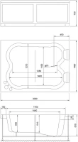 Акриловая ванна Royal Bath Hardon RB083100K 200x150 см, пристенная, белая, с каркасом, для двоих