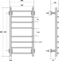 Полотенцесушитель электрический Energy Grand G GRAND 80x40