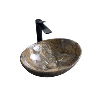 Накладная раковина GID Lago Mnc138T 41 под глянцевый камень, овальная, фаянс