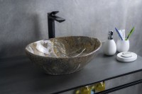 Накладная раковина GID Lago Mnc138T 41 под глянцевый камень, овальная, фаянс