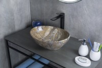 Накладная раковина GID Lago Mnc138T 41 под глянцевый камень, овальная, фаянс