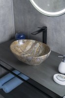 Накладная раковина GID Lago Mnc138T 41 под глянцевый камень, овальная, фаянс