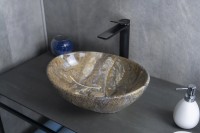 Накладная раковина GID Lago Mnc138T 41 под глянцевый камень, овальная, фаянс