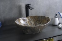 Накладная раковина GID Lago Mnc138T 41 под глянцевый камень, овальная, фаянс