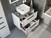 Мебель для ванной комнаты STWORKI Эстерсунд 75 белая матовая, роверелла с отверстием под смеситель в столешнице