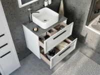 Мебель для ванной комнаты STWORKI Эстерсунд 75 белая матовая, роверелла с отверстием под смеситель в столешнице