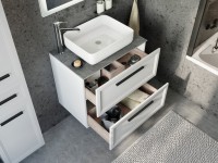 Мебель для ванной комнаты STWORKI Эстерсунд 75 белая матовая, роверелла с отверстием под смеситель в столешнице