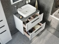 Мебель для ванной комнаты STWORKI Эстерсунд 75 белая матовая, роверелла с отверстием под смеситель в столешнице