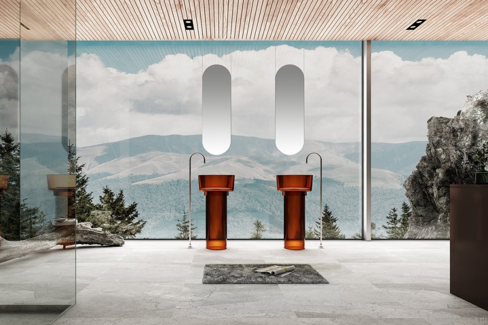 Раковина напольная Abber Kristall AT2702Opal 45 глянцевая коричневая, круглая, моноблок